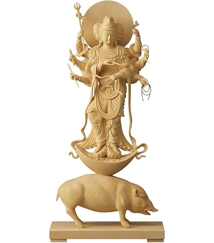 Amazon｜極小仏 摩利支天 立像 13.5cm（木製：ツゲ 金泥仕上）＿仏像